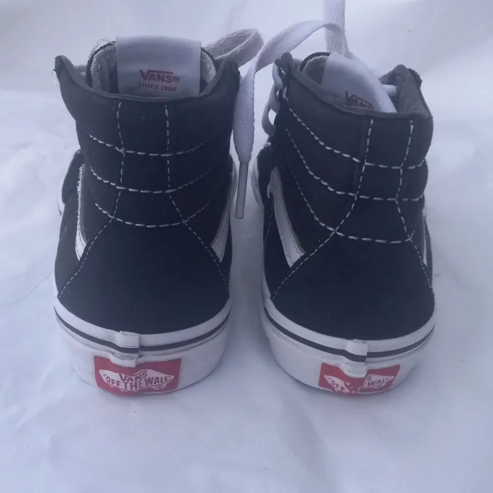 Vans SK8-HI Shoes Black & White Kids Size 1